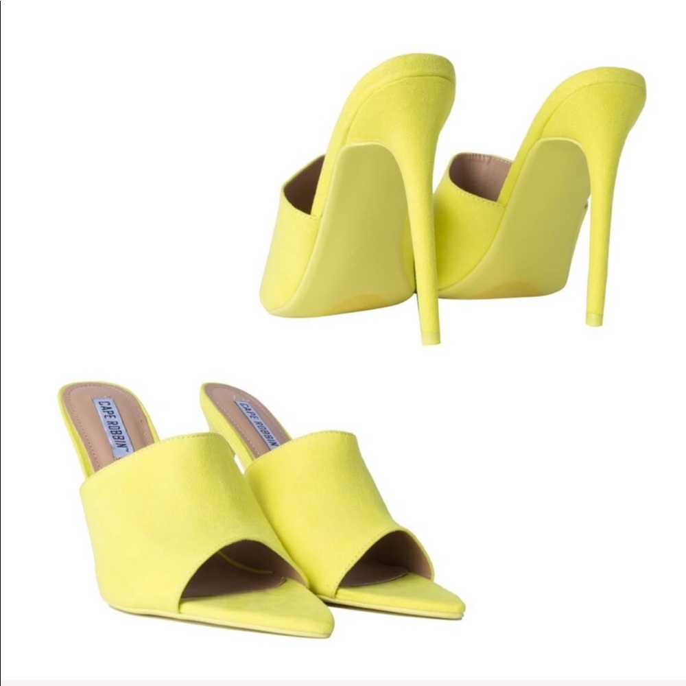 Cape Robbin Shoes: Suede Lime Green / Yellow Mules